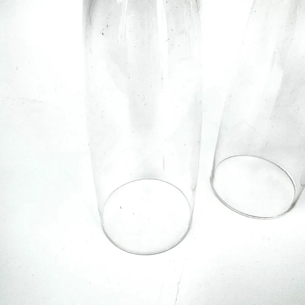 Set of 4 Stemmed Footless Wine Flutes Light Orange Peachy Pink Clear